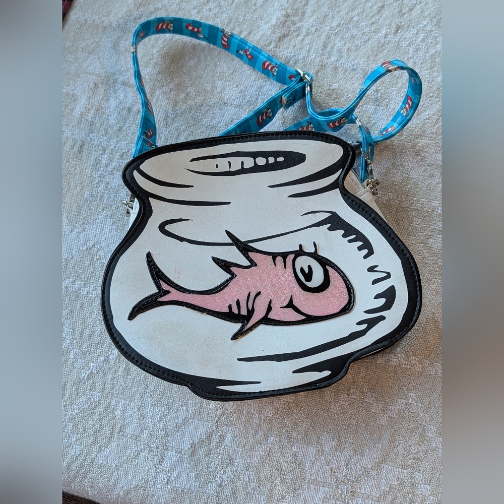 Cat In The Hat Fishbowl Crossbody Bag - Pink and Blue